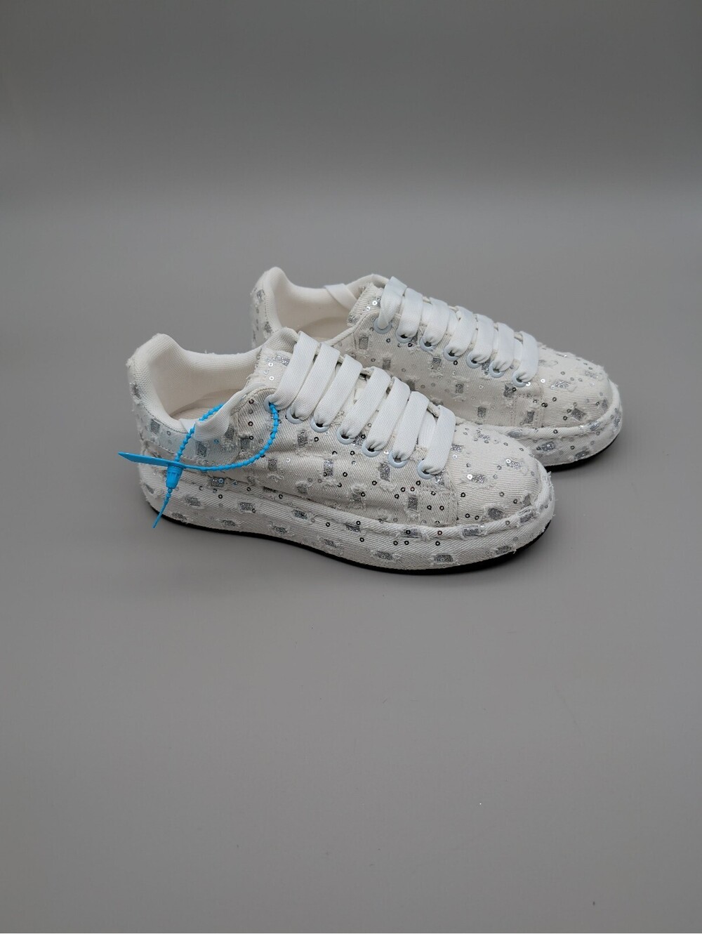 White Sequin Embellished Casual Sneakers Size EU 39 Size US 8